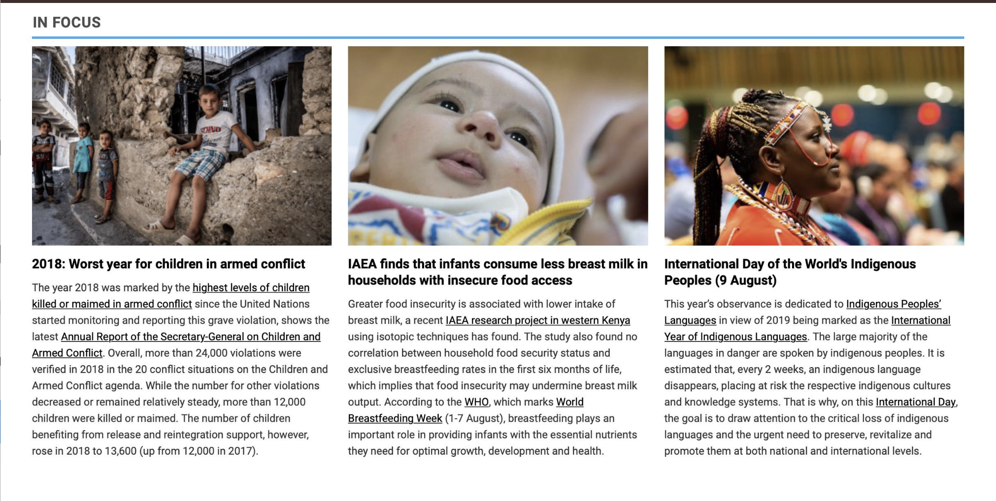 Front Page of UN.org! Our research on food insecurity and breastmilk intake